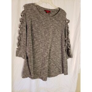 Women's Jennifer Lopez Lattice Long Sleeve Black And White Sweater 2X (H19)